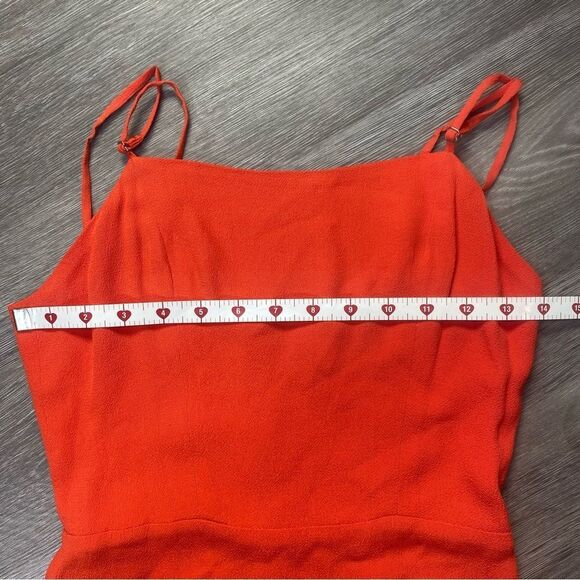 Reformation Red Ruffle Hem Slip Dress | Spaghetti Strap Midi | Size 2 - Picture 4 of 8